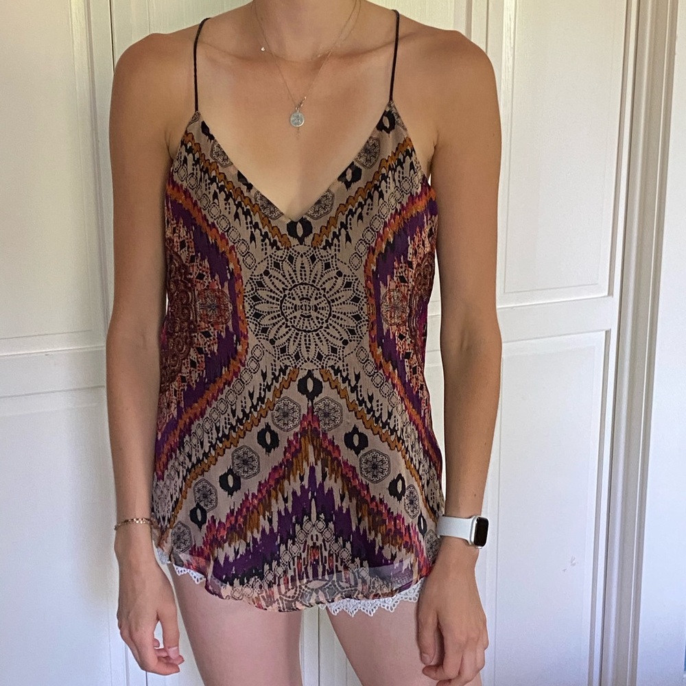 Lavender Brown printed tank